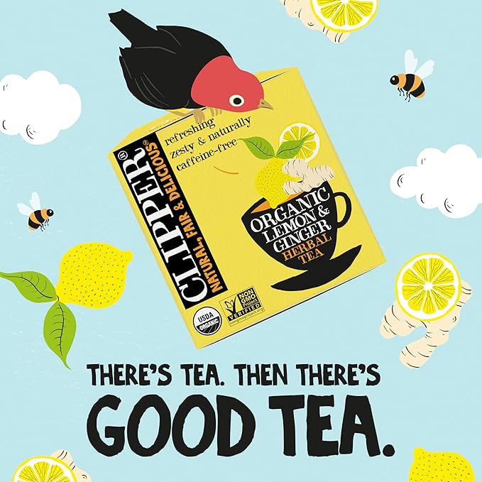 Clipper Tea Lemon & Ginger Teabags ??Caffeine Free, USDA Organic, Great Hot or Iced ??Aromatic