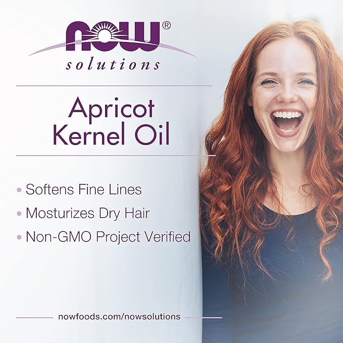 NOW Foods Solutions, Apricot Kernel Oil, Hair Moisturizer, Rejuvenating Skin Oil, Softens Fine