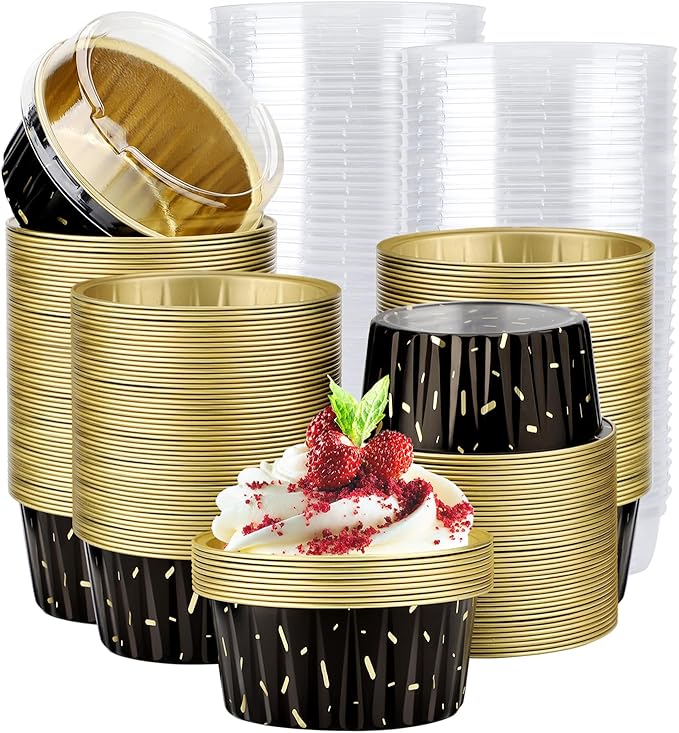 EUSOAR Disposable Ramekins, 200pcs 5oz Aluminum Cupcake Baking Cups Reusable, Mini Muffin Cups