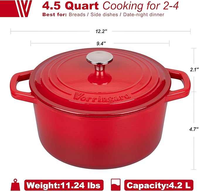 Enameled Cast Iron Dutch Oven Pot with Lid, for Bread Baking, Round Bread Oven- include Sourdough