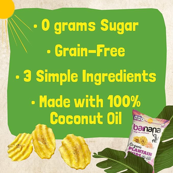 Barnana - Organic Plantain Chips, Himalayan Pink Salt, Healthy Snack Made With 100% Coconut Oil