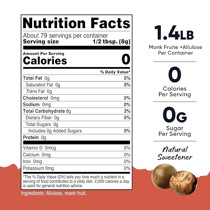 Nutricost Pantry Monk Fruit With Allulose (1.4 Pounds) - Nautral Sweetener Vegan, GMO-Free