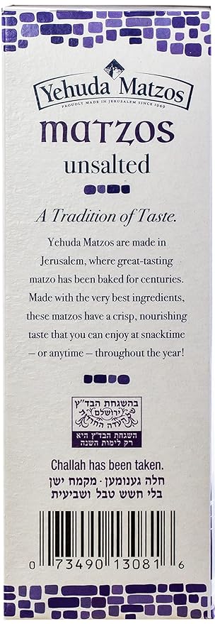Yehuda Unsalted Matzo Thins, 10.5oz (3 Pack) Airy, Crisp & Delicious Matzah Crackers | Kosher for