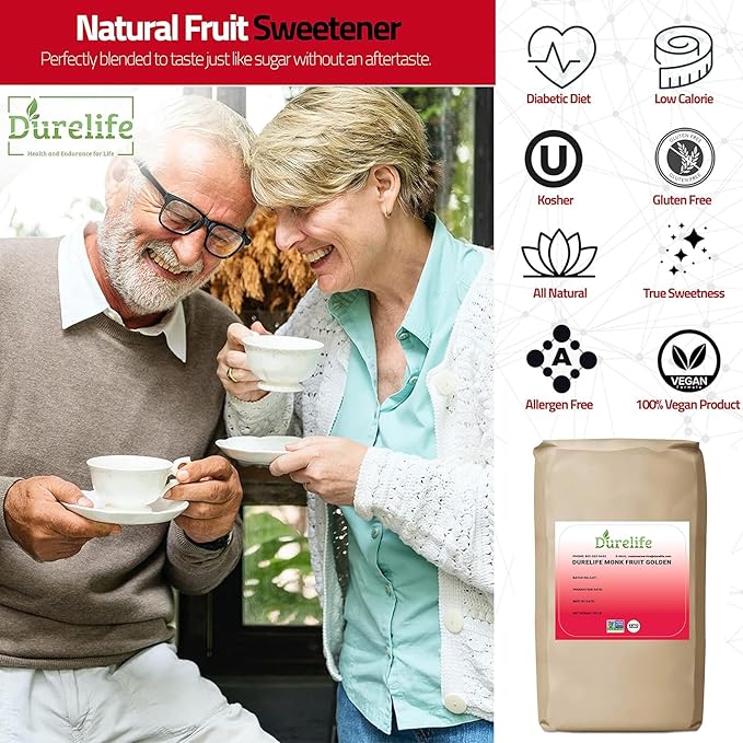 Durelife Golden Monk Fruit Sweetener, 1:1 Sugar Replacement, Keto Diet Friendly, Zero Calorie