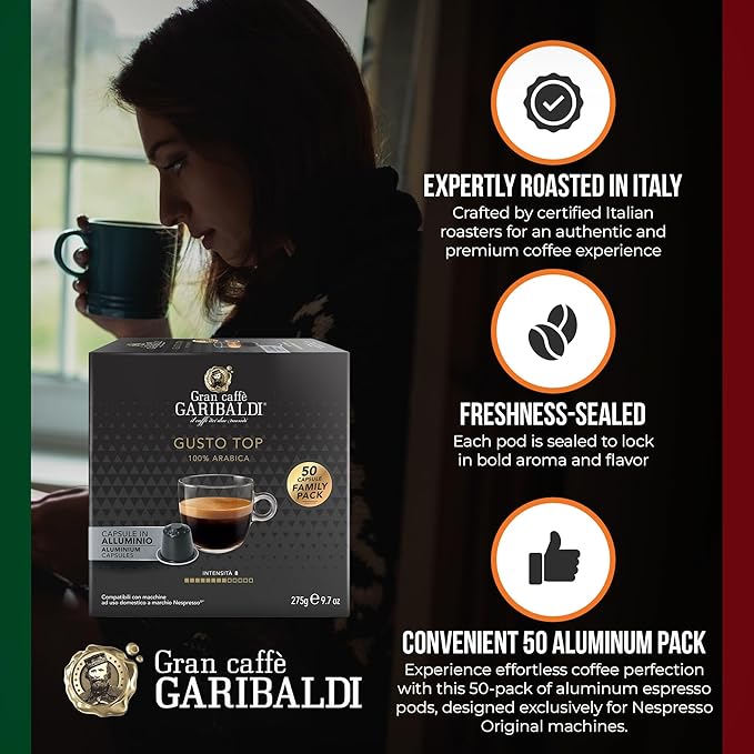 Gran Caffè Garibaldi Espresso Pods, Italian Roasted Compatible Nespresso Original Line Machines