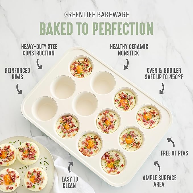 GreenLife 6 Piece Nonstick Bakeware Set, Non-Toxic PFAS-Free Ceramic Oven Pans, Dishwasher & Oven