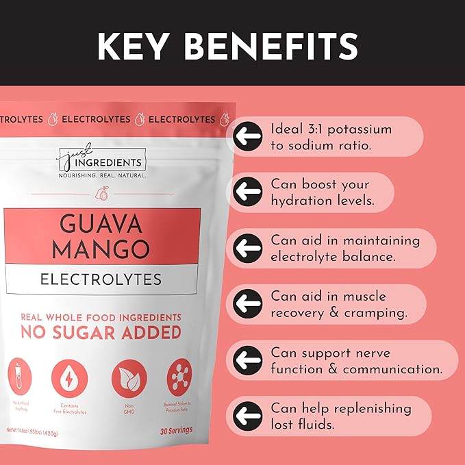 Guava Mango Electrolytes ??30?‘Serving Hydration Drink Mix with Coconut Water, Sea Salt, and Trace