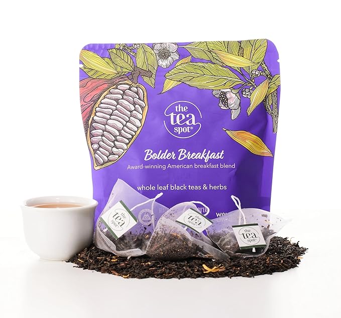 The Tea Spot Bolder Breakfast Tea with Dark Chocolate Flavoring | Blend of Black Tea, Pu?™erh Tea