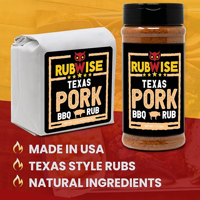 RubWise Pork Rub, Texas Style BBQ Seasoning for Smoking & Grilling Meat, Dry Spice Blend for Prime