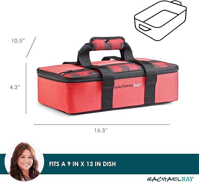 Rachael Ray Lasagna Lugger, Thermal Insulated Casserole Carrier for Hot or Cold Food, Lugger Tote