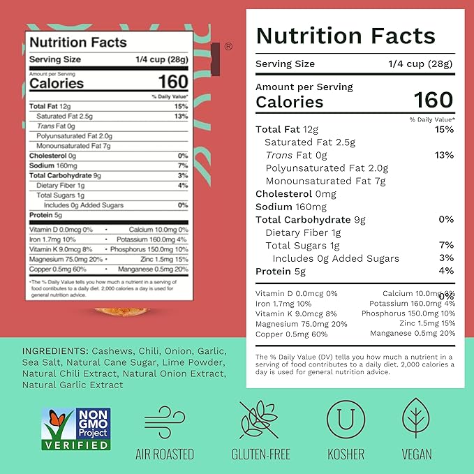 Peri Peri Air Roasted Whole Cashews by Karma Nuts, Savory, Spicy, Peanut-Free Facility, Kosher