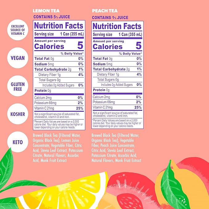 Swoon Iced Tea Variety Pack - Low Carb, Paleo-Friendly, Gluten-Free Keto Drink - Half + Half