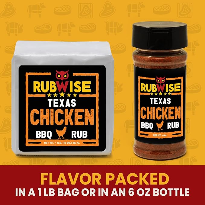 RubWise Texas Style BBQ Chicken Rub (1lb) No MSG | Premium Texan Barbecue Spices for Smoking and