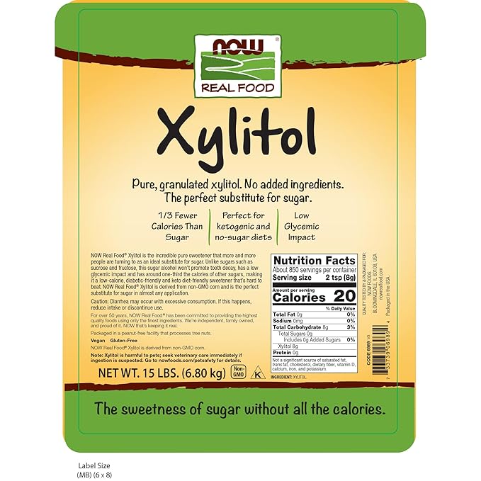NOW Foods, Xylitol, Pure with No Added Ingredients, Keto-Friendly, Low Glycemic Impact, Low