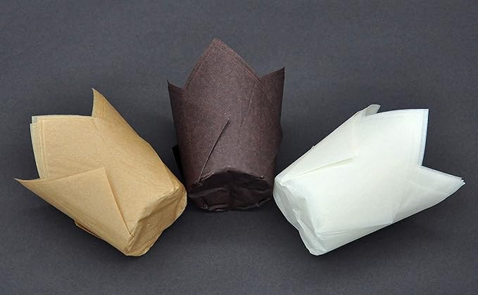 Large Greaseproof paper Wrappers Muffin Baking cupcake cups liners, 2-1/4" x 4" Natural,Brown,White