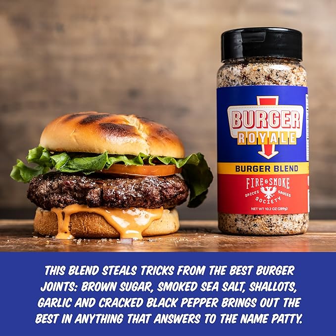 Fire & Smoke Burger Royale Burger Seasoning | BBQ Rub for Smoking and Grilling Meat | Beef, Pork