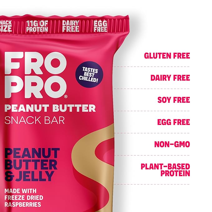 FROPRO Plant Protein Snack Bars - Plant Based Protein Bars, All-Natural, Gluten, Dairy, & Soy Free
