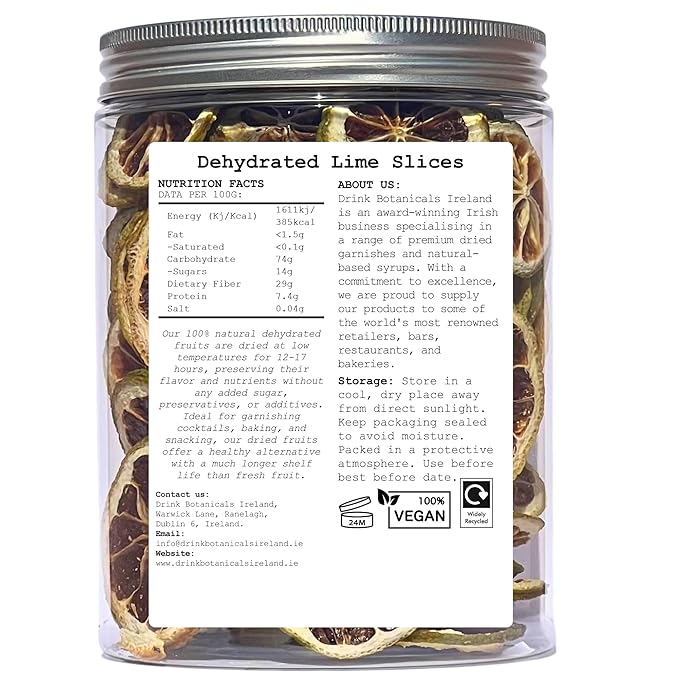 Dehydrated Dried Lime Slices Wheels | 50 + Servings Approx. | 100% Natural No Added Sugars |