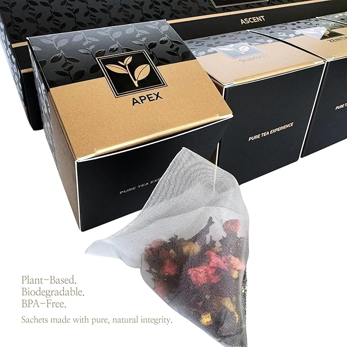 Pure And Easy Tea, Ascent Premium Tea Sampler, 15-Count Variety with 5 Caffeinated Flavors, Natural