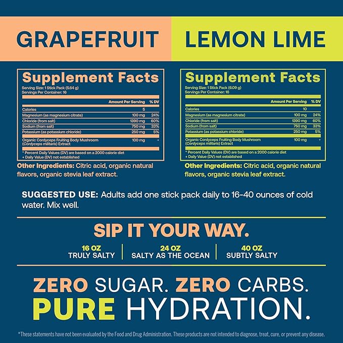 True Grace ElectroMag - Grapefruit (16 Stick Packs) + Lemon Lime (16 Stick Packs) - Electrolyte