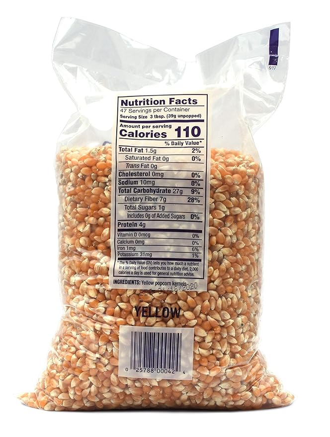 Snappy Yellow Popcorn Kernels for Popping with Popcorn Machine, Air Popper or Stove Top, 4lb, 6 Pack