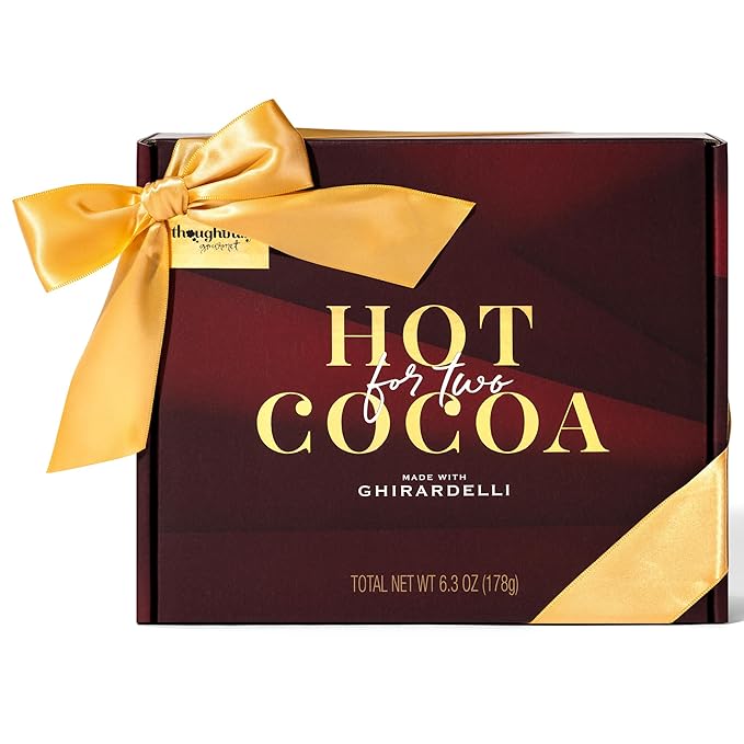 Hot Cocoa for Two Gift Set Made with Ghirardelli, Includes 2 Mugs, 2 Hot Cocoa Mixes, 2 Sugar