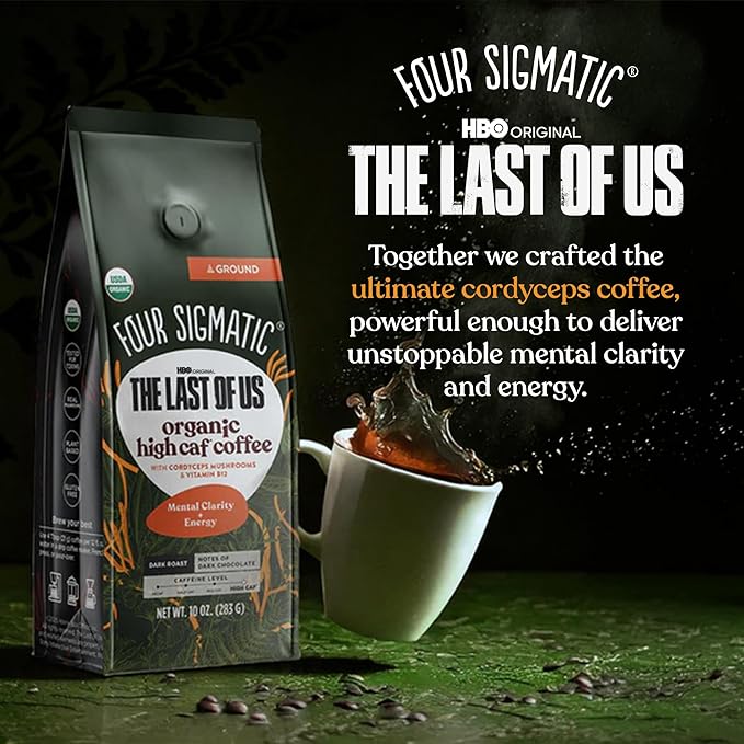 Four Sigmatic The Last of Us High Caffeine Cordyceps Coffee | Organic Dark Roast Extra Strong