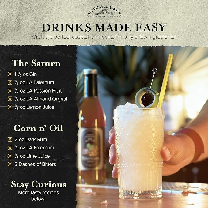 Liquid Alchemist Falernum Syrup for Cocktails - Real Ingredients Make our Falernum Cocktail Syrup a