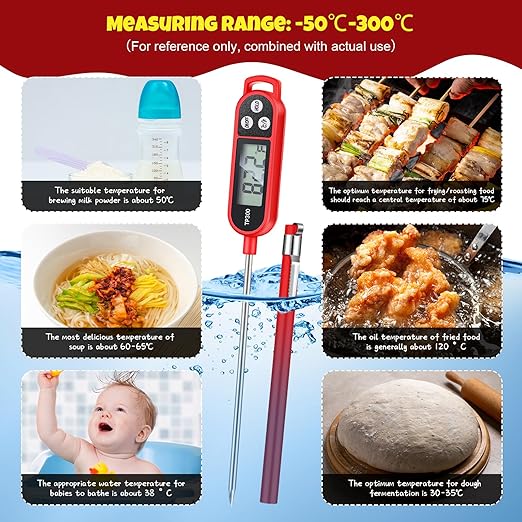 6 Pcs Meat Thermometer Food Thermometer with Probe Water Liquid Instant Read Digital Thermometer