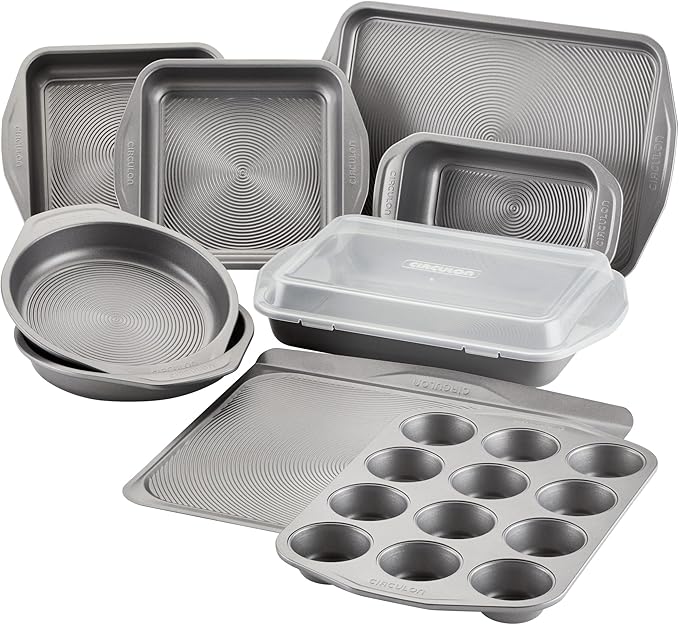 Circulon Total Nonstick Bakeware Set with Nonstick Bread Pan, Cookie Sheet, Baking Pan, Baking