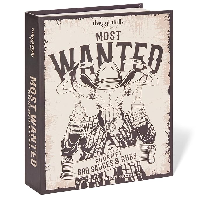 Thoughtfully Gourmet, Wild Western-Themed BBQ Sauce and Rubs Book Gift Set, Includes Honey