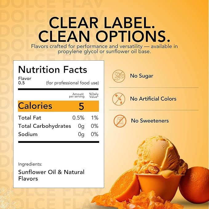 Dolce Flav Natural Orange Extract ??2 Ounce Oil-Soluble Kosher, Sugar-Free, Concentrated Citrus