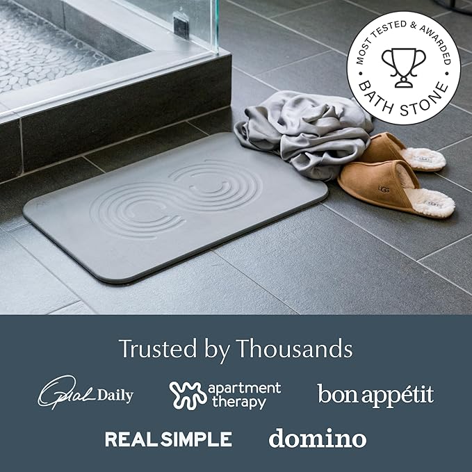 Dorai Home Bath Stone Mat 23.6"x15.4" – Quick-Dry, Non-Slip Diatomite Stone Bath Mat for Bathroom