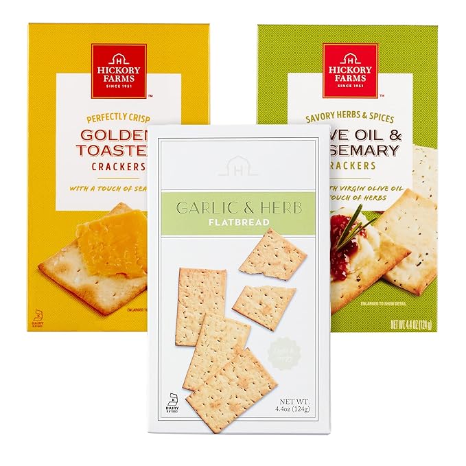 Hickory Farms Gourmet Cracker Variety - 3 Pack | Charcuterie Board | Artisan | Golden Toasted