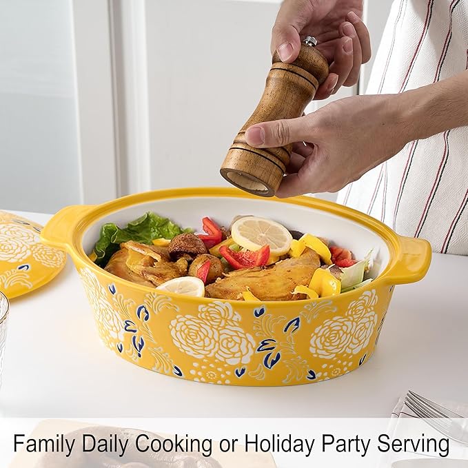 Ceramic Casserole Dish With Lid, Casserole Dishes for Oven, Baking Dish Lasagna Pans For Cooking