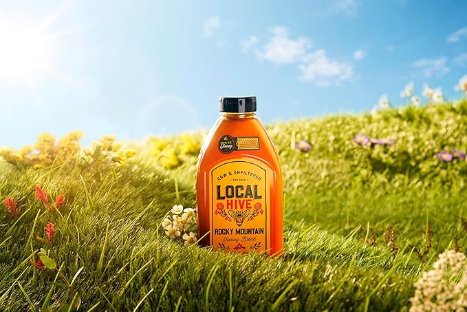 Local Hive Rocky Mountain Raw Unfiltered Honey – 32 oz, 100% Pure US Honey, Sourced from American