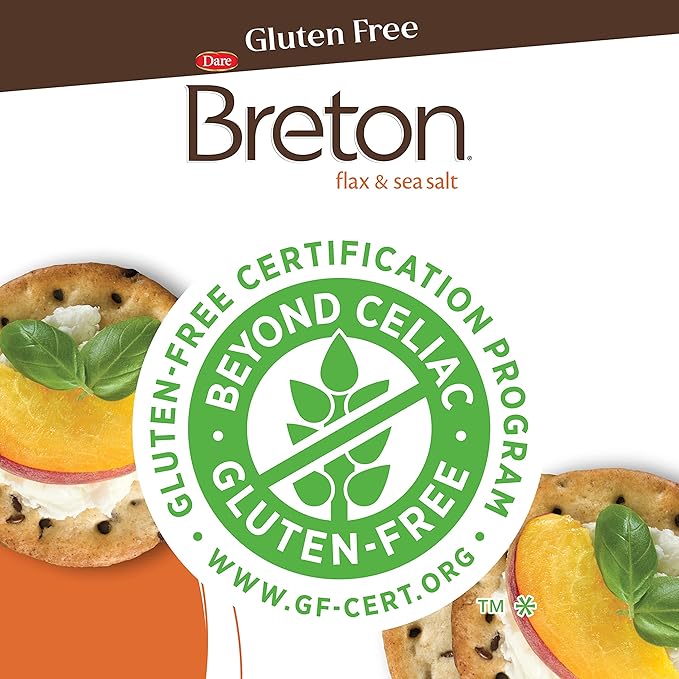 Dare Breton Gluten Free Entertaining Crackers, Original with Flax â€“ Gluten Free Party Snacks with