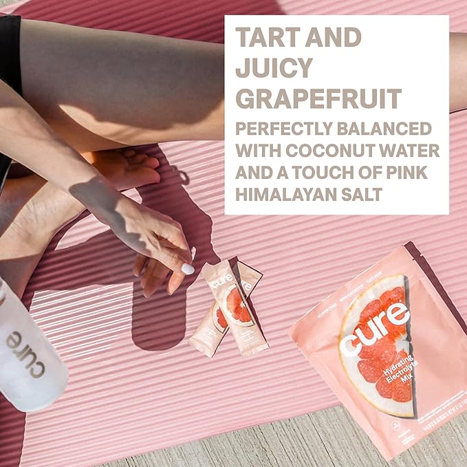 Cure Hydration | Plant-Based Electrolyte Drink Mix | No Added Sugar | FSA-HSA | Dehydration Relief
