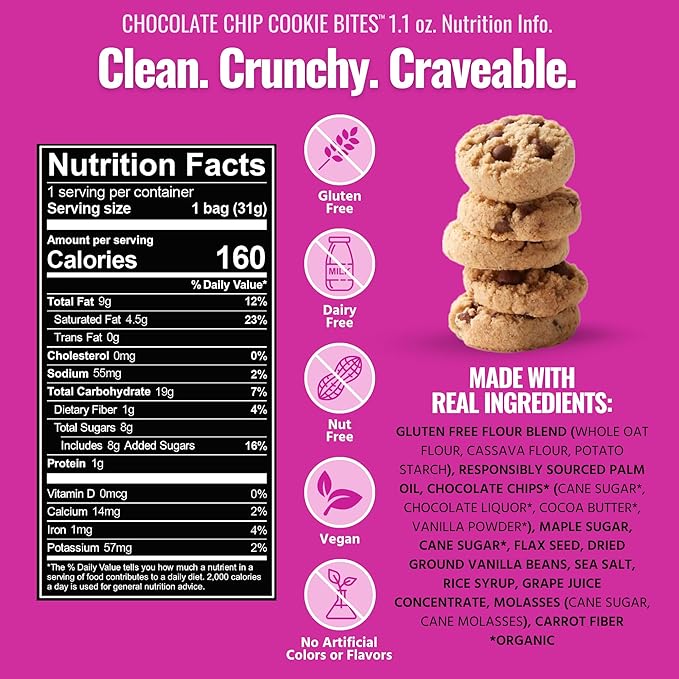 Every Body Eat Crunchy Cookie Bites, Gluten & Dairy Free, Vegan, School Safe Lunch Snacks, Single