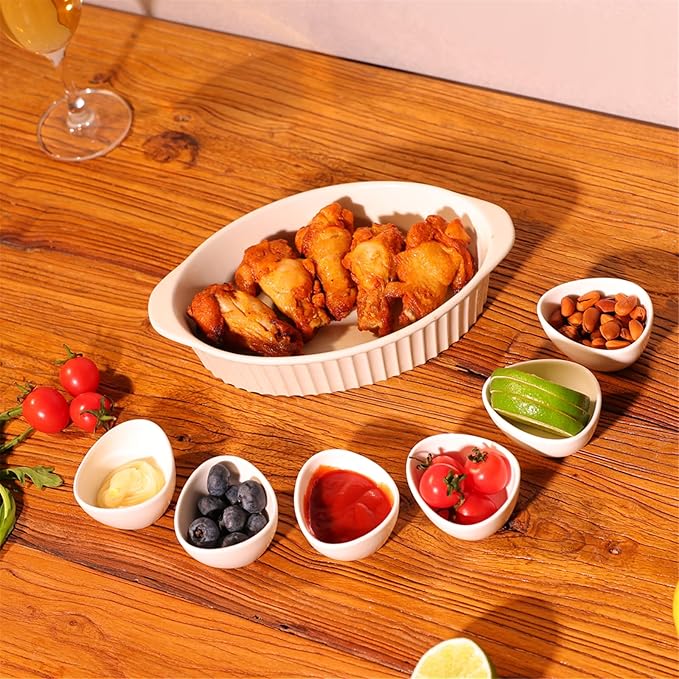 LEETOYI Porcelain Small Oval Au Gratin Pans, Set of 4 Baking Dish Set for 1 or 2 person servings