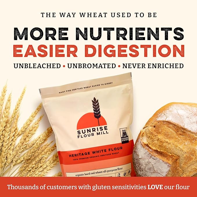 Sunrise Flour Mill Heritage Organic White Flour | USDA Organic All Purpose Flour Unbleached