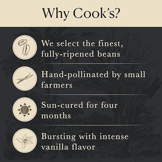 Cook's, Natural Vanilla Bean Paste, Gourmet Grade A Madagascar Premium Vanilla Made with Fresh