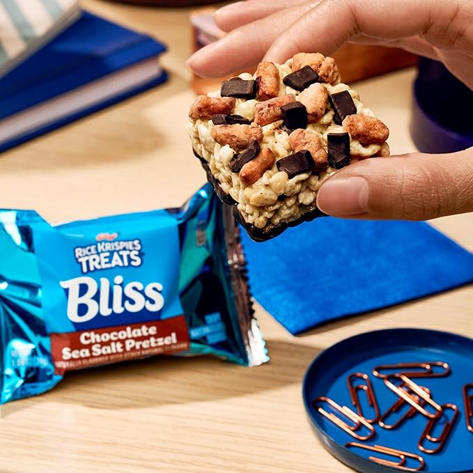 Rice Krispies Treats Bliss Crispy Marshmallow Squares, Snack Bars, Chocolate Sea Salt Pretzel (6