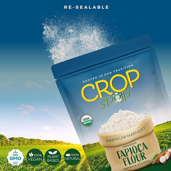 CROP BY POP - Organic Tapioca Starch Flour (14 Oz) Packed Fresh in Resealable Bag - USDA Organic