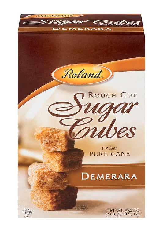 Roland Foods Demerara Rough Cut Brown Sugar Cubes, Specialty Imported Food, 35.2 Ounce Box, Pack of