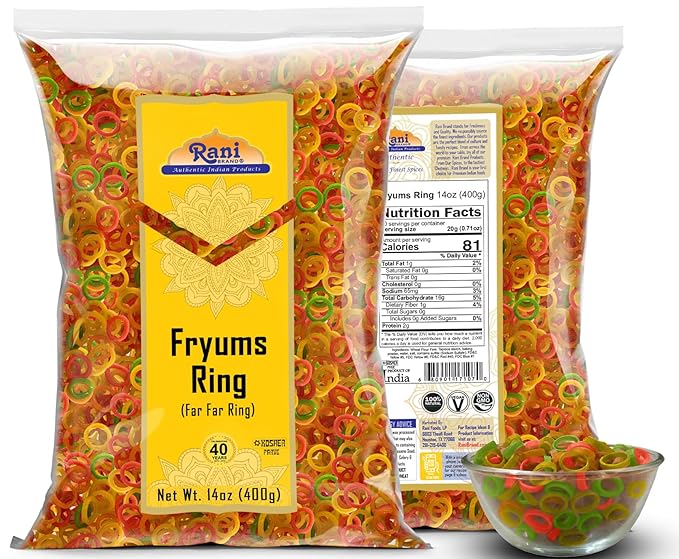 Rani Far Far / Fryums (Wheat & Tapioca Pellet) Ring Shape 14oz (400g) ~ Vegan, Kosher, Uncooked