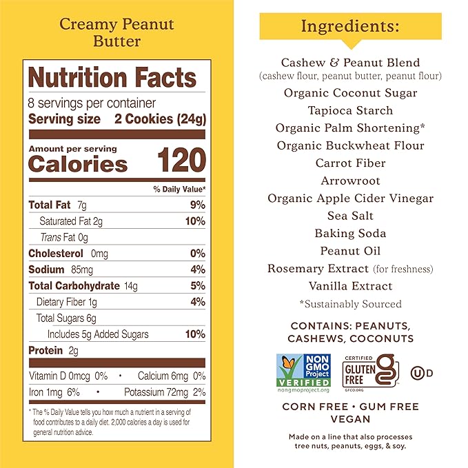 Simple Mills Nut Butter Stuffed Sandwich Cookies, Creamy Peanut Butter, Nothing Artificial, Vegan