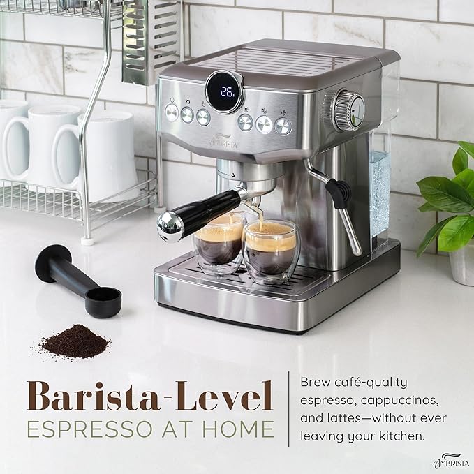 Espresso Machine 20 Bar with Steam Milk Frother | Stainless Steel Espresso Maker with Customizable