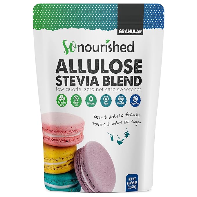 So Nourished Stevia with Allulose Sweetener Granular - 1:1 Sugar Substitute, Keto - 0 Calorie, 0