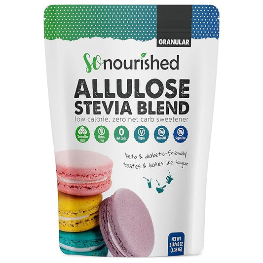 So Nourished Stevia with Allulose Sweetener Granular - 1:1 Sugar Substitute, Keto - 0 Calorie, 0